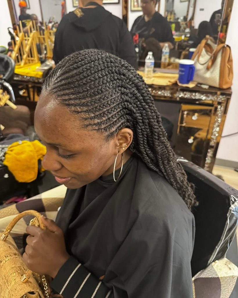 Braided hairstyle in salon
