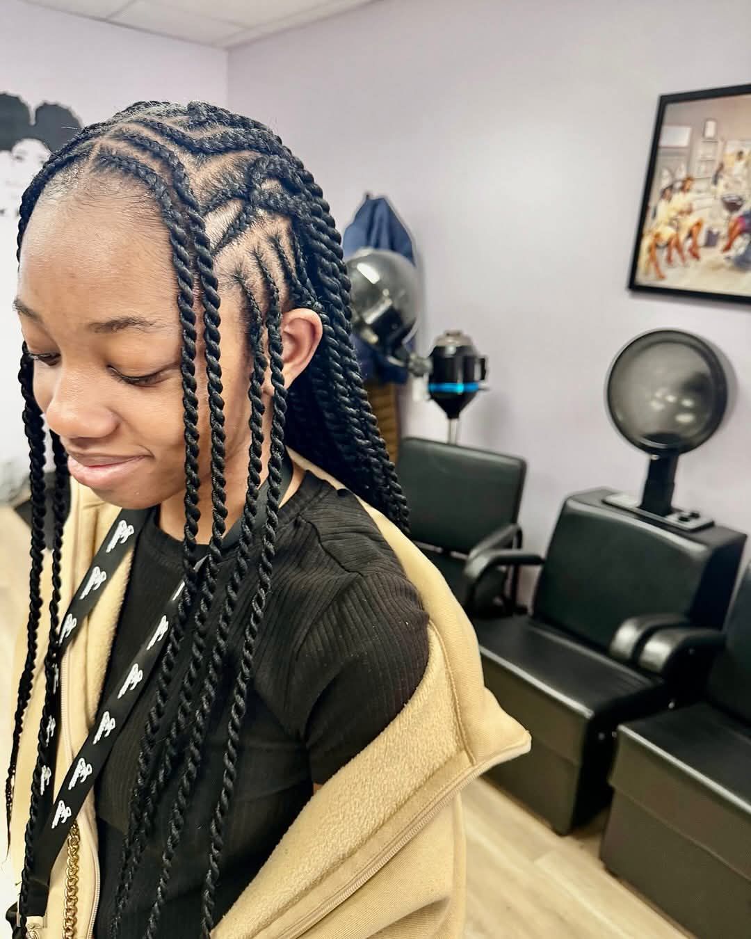 Woman with braided hairstyle